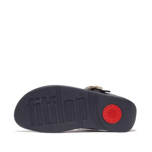 Image of FitFlop Women's Lulu Crystal-Buckle Leather Toe-Post Sandal