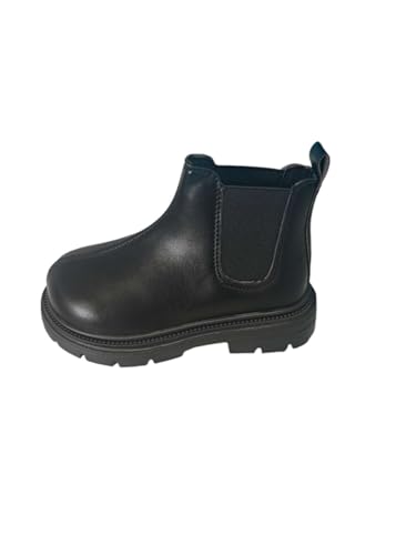 Girls' toddler shoes, fashion style snow boots, soft sole, leather children ankle boots (black, US Footwear Size System, Little Kid, Numeric, Medium, 0)