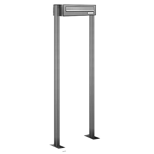 AL Briefkastensysteme 1er V2A Edelstahl Standbriefkasten Freistehend rostfrei als 1 Fach Edelstahl Durchwurfbriefkasten DIN A4 in Postkasten Design modern