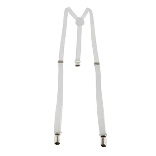 Unisex Adult Adjustable Stretch Y-back Suspender Clip-on Braces White-image-32