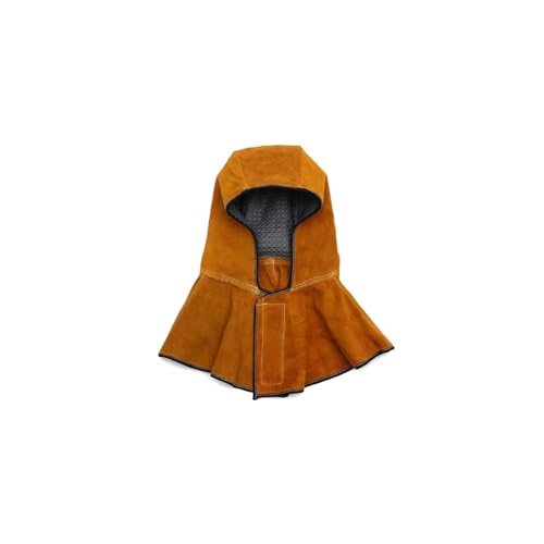 Leather Welding Apron - Fire Resistant Cowhide, Protective Hood and Mask for Welders, Durable Helmet and Shawl for Enhanced Safety