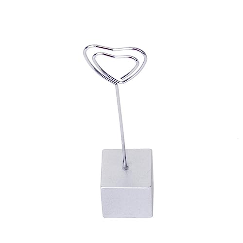 VINTORKY Heart Shaped Memo Clip Holder Cube Base Photo Card Stand for Weddings Parties and Office Use Stylish Picture Display with Wire Clip