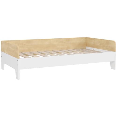 AIYAPLAY Cama para Niños +3 Años Carga 80 kg 140x70 cm Blanco y Natural