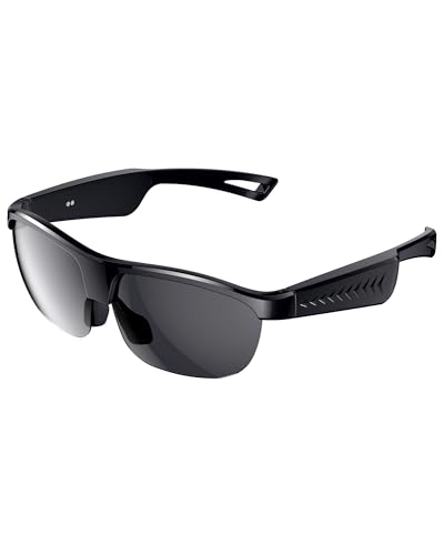 Image of Coucur Bluetooth Glasses with Bluetooth Speaker-No Camera Smart Glasses UV Protection Polarized Sunglasses, Touch Control, Open Earbuds for Athletic & Outdoor, Unisex (Black Lens)