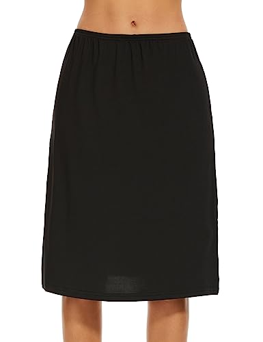 Image of MANCYFIT Half Slips for Women Underskirt Dress Extender Lace Trim Knee Length Midi Skirt