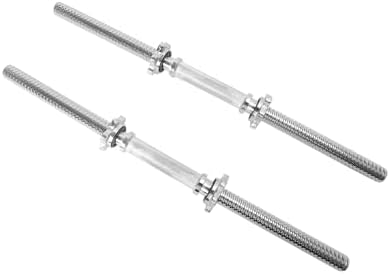 Threaded Dumbbell Chrome Handles 1 Inch Pair, 14" Adjustable Dumbbell Bar Handles, Fits Standard Weight Plates with 1” Diameter, for Gym Workouts, Exercise, Weightlifting, Sold in Pair