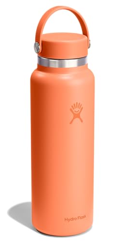 Image of Hydro Flask Water Bottle - Insulated Stainless Steel - Wide Mouth Flex Lid, Non Spill, Leakproof and Refillable in 40 Oz Nectar Orange