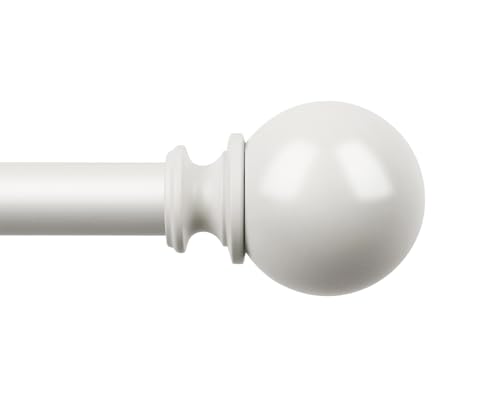 KAMANINA 7/8 Inch White Curtain Rod 72 to 144 Inch with Round Finials