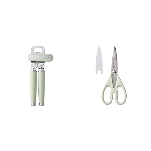 KitchenAid Classic Multifunction Can Opener / Bottle Opener, 8.34-Inch, Pistachio & All Purpose Shears with Protective Sheath, 8.72-Inch, Pistachio