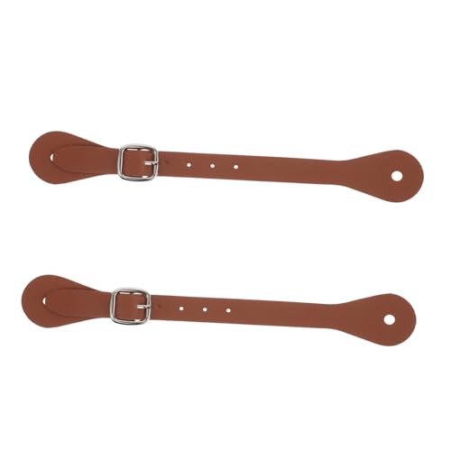 LIFKOME 2pcs Western Cowboy Belt Fake Leather Straps Shaped Buckle Adjustable Riding Spur Straps for High Boots