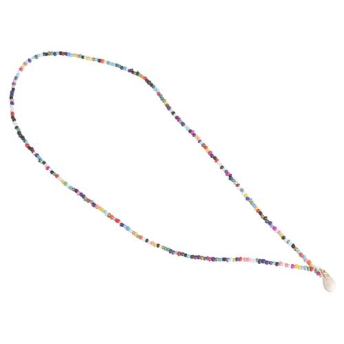 Collier de perles de riz arc-en-ciel anti-ternissement avec pendentif