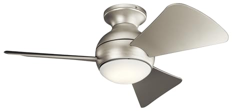 Kichler Sola 34' LED Indoor Outdoor Ceiling Fan in Brushed Nickel, 3-Blade, 3000K, (34' W x 11' H), 330150NI