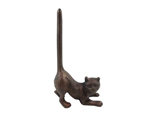 Portarotolo di carta a forma di gatto in ghisa, stile rustico, 25,4