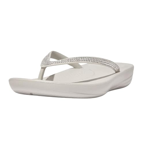 Image of FitFlop Womens iQushion Sparkle Ergonomic Flip Flops for Walking, Lightweight Waterproof Cushioned Thong Sandals for Women with Non Slip Bottom and Arch Support | Lightweight Waterproof Walking Sandals w /Cushioned Comfort & Arch Support