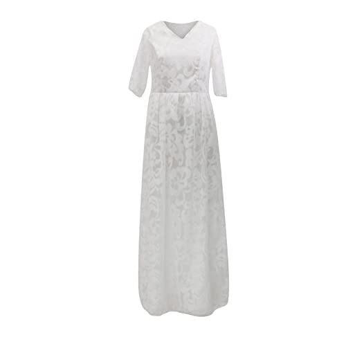 Robe de soirée de banquet chic robe trapèze décontractée blanche taille S - 3
