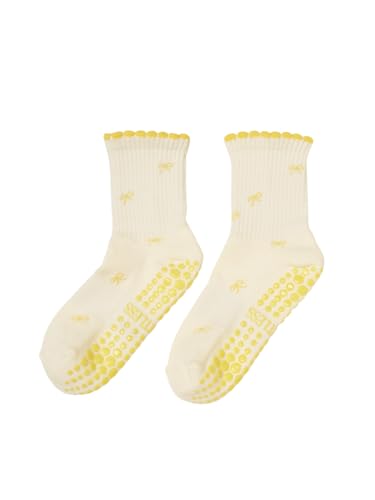 Image of Shapes Studio Half Calf Grip Socks, Cute Fruit Pilates Socks, Ruffle Socks, Non-Slip for Barre Yoga