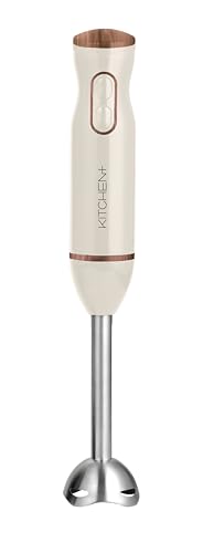 Image of Living+ Immersion Blender Corded Hand Blender, Electric Mixer Handheld with 2 Speeds, Stainless Steel Blade, Easy-Clean Detachable Rod, Ergonomic Design, Smoothie Blender, 260W, Cream