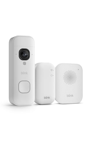 Image of Blink Battery Doorbell 2K+ (newest model) and Blink Chime (newest model) - Wireless video doorbell, 2K resolution, in-home chime, enhanced audio. Sync Module Core included - (White)