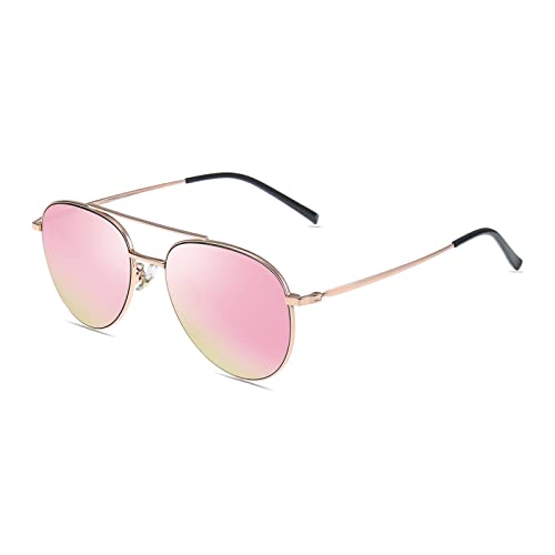 HELES Nearsightedness Myopia Eyeglasses Polarized Pink Mirrored Driving Sunglasses **These are Not Reading Glasses**-Gold Frame||-2.50 Diopters