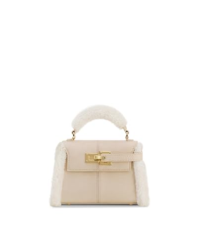 JW PEI Womens Elise Faux Suede Shearling Trim Top Handle Bag - Taupe