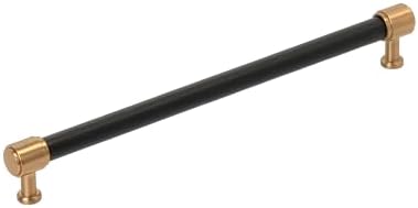 Signature Hardware 954063-O-10116 Lazzara 10-1/16 Inch Center to Center Black Leather Bar Cabinet Pull - Brushed Gold