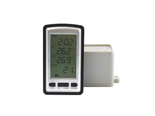 MISOL 1 Set of Wireless Rain Meter Rain Gauge w/Thermometer, Weather Station for Indoor/Outdoor Temperature, Temperature Recorder