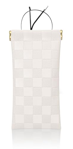 HIGH FIT eyeglasses bag Soft Glasses Pouch, Portable Squeeze Top Sunglasses Case Travel for Women Girls (White)