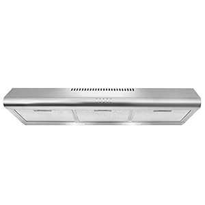 COSMO COS-5MU36 Under Cabinet Range Hood Ductless Convertible Duct, Slim Kitchen Stove Vent with, 3 Speed Exhaust Fan, Reusable Filter and LED Lights in Stainless Steel (36 inch)