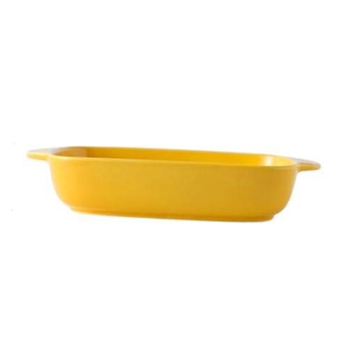 Luxshiny Plato Para Hornear Rectangular Plato De Hornear Horno Bol Bochas Plato Para Hornear De Porcelana Servicio Pequeño Con Largo Horneando Tazón De Arroz Cerámica Yellow