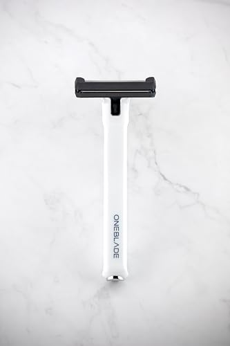 OneBlade Core Safety Razor for Fine Hair - Includes Stand & 10 Premium Japanese Feather Blade Refills - Introductory Level (White)