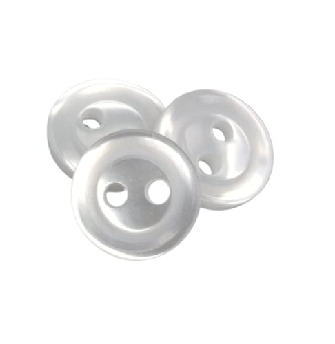 50 Knöpfe für Hemd, weiß, 10 mm und 12 mm, hergestellt in Spanien (12 mm, weiß, 2 Löcher) Cover