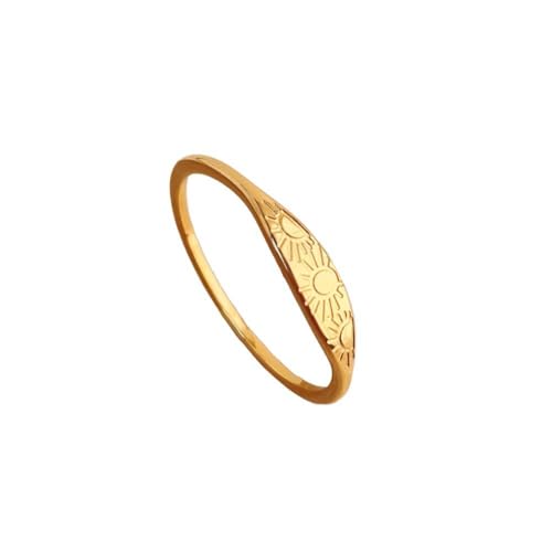 Progresssail Sunshine Phase Ring for Women Sun Pattern Signet Style Ring You Are My Sunshine Simple Delicate Stacking Ring Wedding Engagement Promise Anniversary Statement Ring (6)