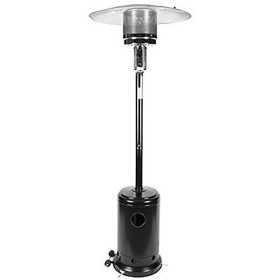 Polar Aurora Patio Heater for Outdoor Use Propane Gas 48000 BTU Auto Shut Off Portable Heater Floor Standing w/Ground Nail & Wheels for Garden, Balcony, Party,Black