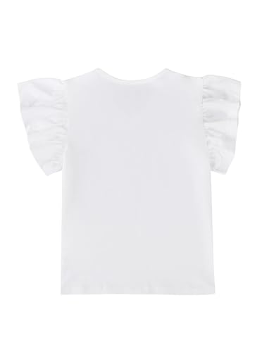 Image of Girls' Summer Shirts Cute Tops Ruffle Sleeve Crew Neck Casual Tees