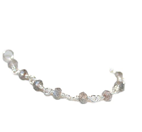 Bracelet labradorite facettée de haute qualité avec fermoir argenté