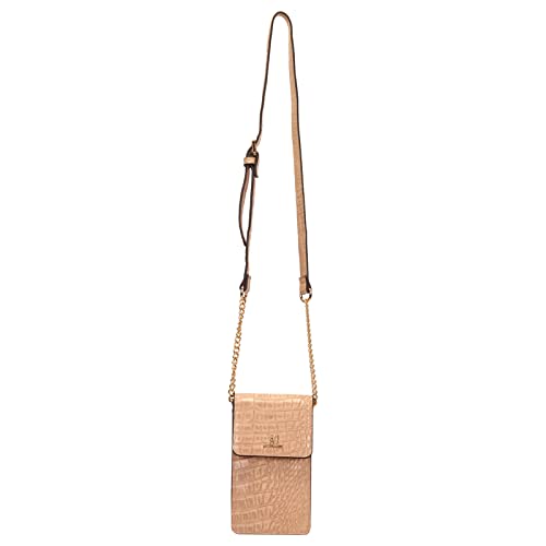 Bolsa Crossbody Pequena Croco Nude