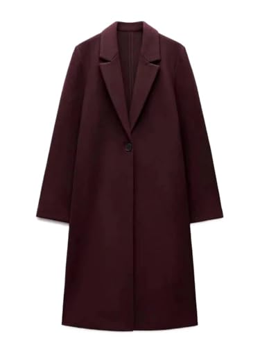 Manteau mi-long en laine mélangée à un bouton pour femme élégante en automne hiver