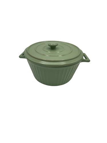 Mini cocotte rayée verte avec couvercle 17,5 x 9,5 cm Haute Température Four Pour Petits Plats