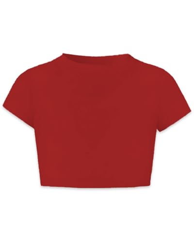 Image of Betusline Girls & Women Basic Summer Short Sleeve Slim Fit T-Shirts Soft Crewneck Crop Y2k Tee Cute Gym Fashion Clothes