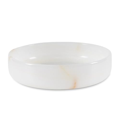 EARTHEN CRAFTS Marble Serving Bowl 8" Cream Onyx Natural Stone Salad Bowl For Kitchen Counter, Serving Dish for Party, Fruit Holder Decorative Centerpiece Catch-All or Key Bowl for Home Decor