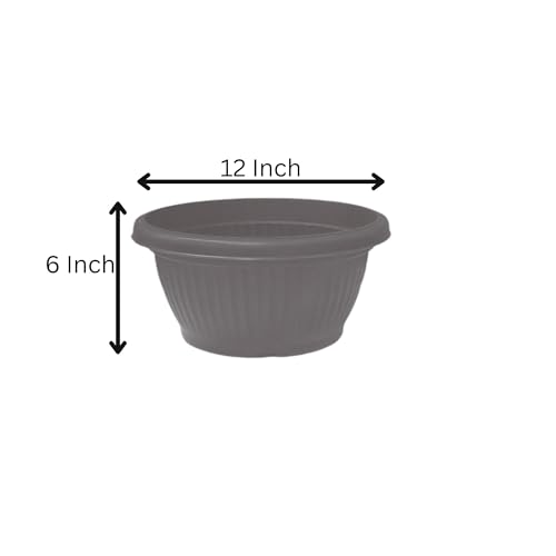 Image of Harshdeep Bonsai Pot - Bello Bowl - Indoor Outdoor Home Balcony Patio Garden Decorative Round Plastic Recyclable Planters Set of 4 (Black)