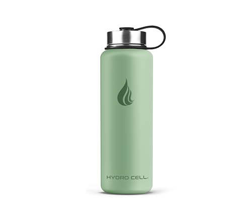 Image of HYDRO CELL Stainless Steel Insulated Water Bottle with Straw - For Cold & Hot Drinks - Metal Vacuum Flask with Screw Cap and Modern Leakproof Sport Thermos for Adults (Sage 40oz)