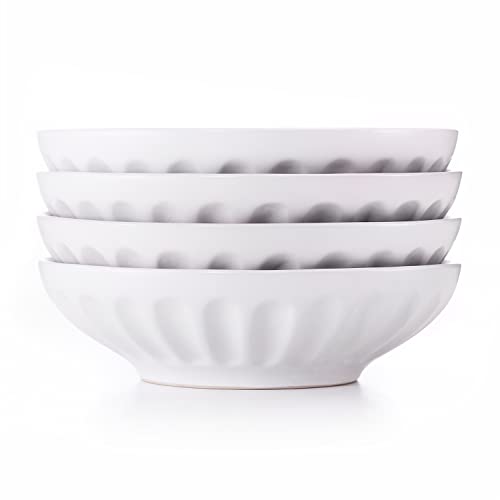 Potter's Corner By Maison Neuve 4-Pc Dinner Bowls Set - 8.25 In / 30 Oz Ceramic Bowl Set Of 4 - Chip Resistant, Dishwasher & Microwave Safe - Serving Bowls For Pasta, Salad, Or Soup (Snow White) #TOP20