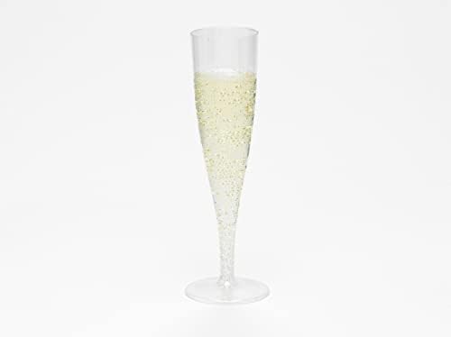 50 x Clear Disposable Plastic Champagne Flute 160ml - Crystal Polystyrene CE Marked at 125ml