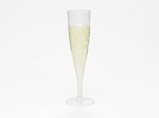 50 x Clear Disposable Plastic Champagne Flute 160ml - Crystal Polystyrene CE Marked at 125ml