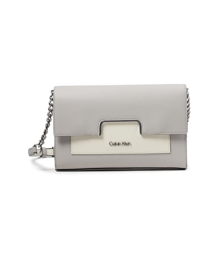 Sac à bandoulière Calvin Klein Finley en cuir Saffiano bicolore colombe et blanc