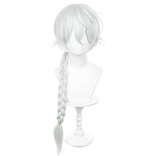 Photo de Perruques De Cosplay Anime Halloween Pour Perruques Nikolai Gogol Cyan Argenté Clair Avec Cheveux Synthétiques Tressés Pour La Fête De Noël Tenue Quotidienne