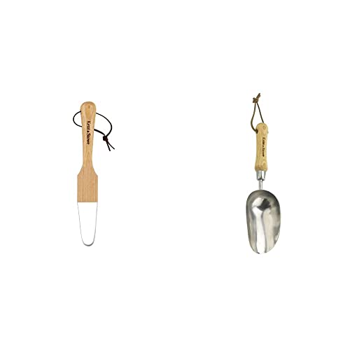 Kent & Stowe Unkrautschlinge – Unkrautjäter aus stabilem Edelstahl zum Durchpflügen, 32 cm & Pflanzschaufel – Blumen-Kelle aus Edelstahl zum Einpflanzen und Umpflanzen,33 cm