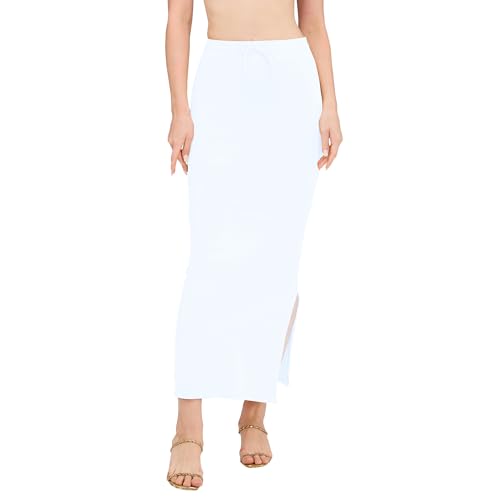 Image of DESI GIRL Cotton Lycra Stretchable Saree Shapewear Petticoat with Drawstring for Women | Fishcut Saree Petticoat with Side Slit for Easy Movement | Saree Shaper | Long inskirt