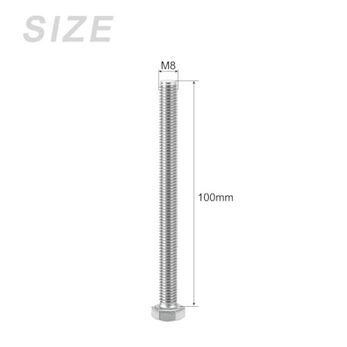 Image of METALLIXITY Hex Head Screws Bolts, Nuts, Flat & Lock Washers Kits (M8-1.25x100mm) 6 Set, Stainless Steel Fully Threaded Machine Screws Bolt Set - for Home Appliance Equipment
